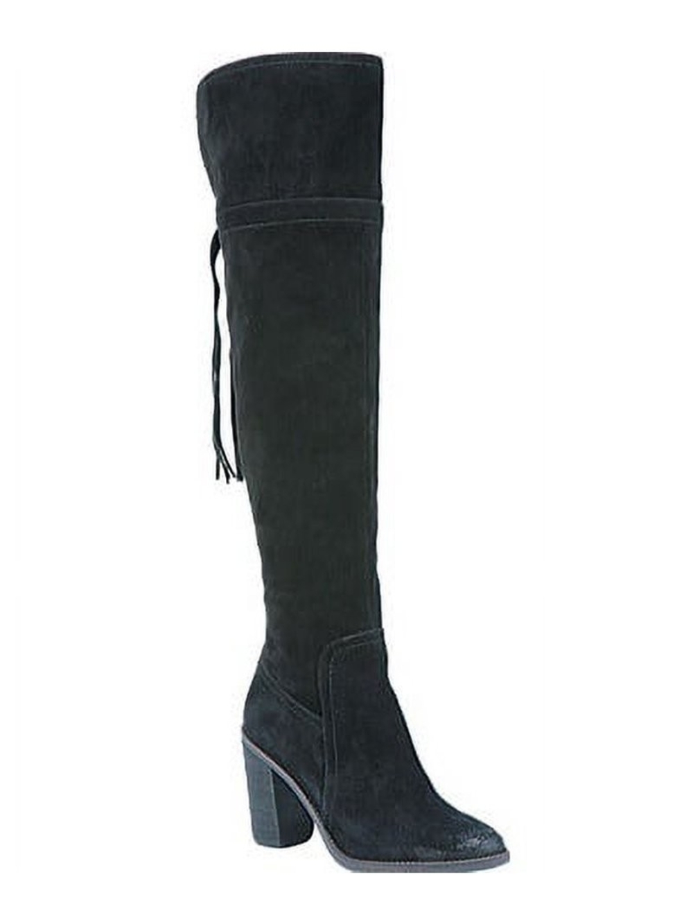 Franco Sarto Eckhart Suede Over-The-Knee Tassel Boots - Black Size 6.5